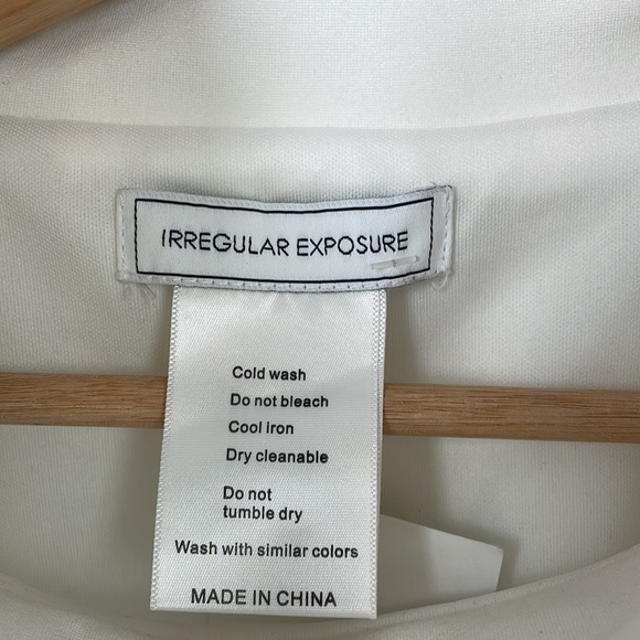 Irregular Exposure Regal turtleneck top women OS pullover tie cotton blend white - Picture 12 of 12